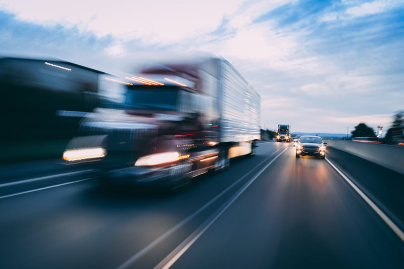 Big rig 18-wheeler semi-truck motion