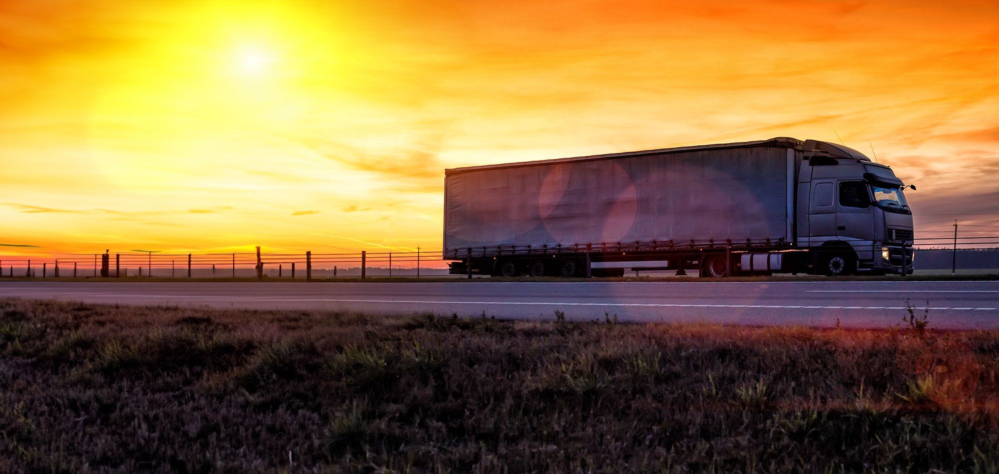 Truck-driving-sunset